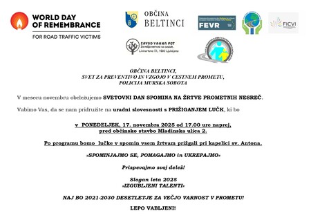 VABILO SVETOVNI DAN SPOMINA NA ŽRTVE PROMETNIH NESREČ 2025 november
