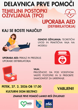 Delavnica PRVE POMOČI 27. 2. 2026