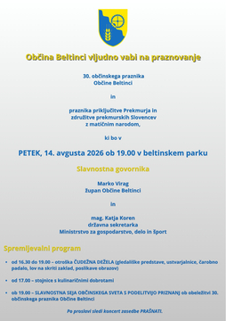 Vabilo na 30. občinski praznik Občine Beltinci
